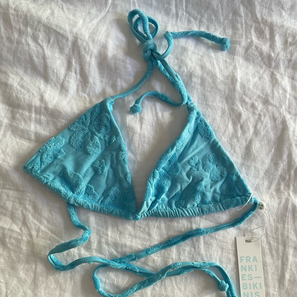 Frankie’s Tia Terry Triangle Bikini Top - Blue Isle / L / Triangle
